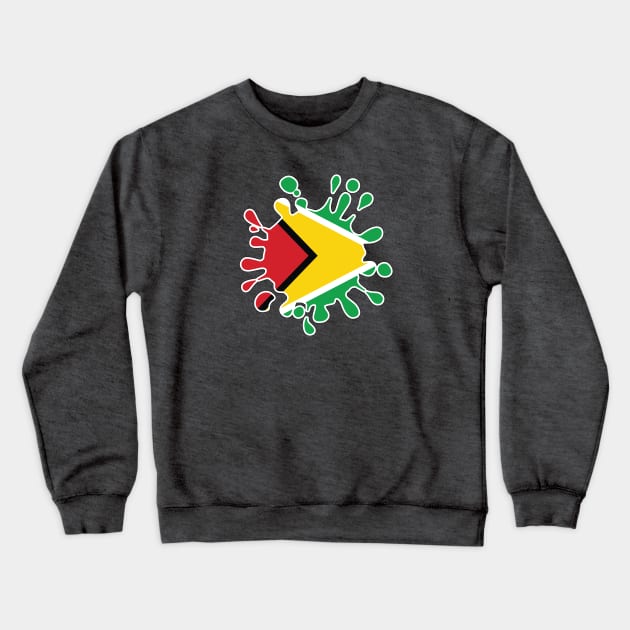 Guyana National Flag Paint Splash Crewneck Sweatshirt by IslandConcepts